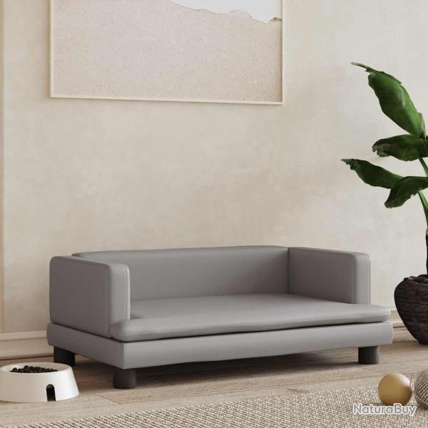 Lit pour chien gris 80x45x30 cm similicuir