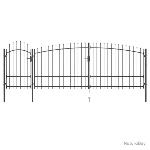 Portail de cl�ture de jardin avec dessus en lance 5x2,25 m Noir
