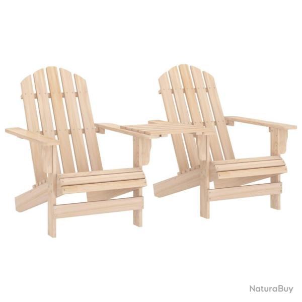 Chaises de jardin Adirondack avec table bois de sapin solide