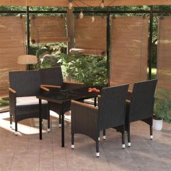 Ensemble &agrave; manger de jardin avec coussins 5 pcs Noir