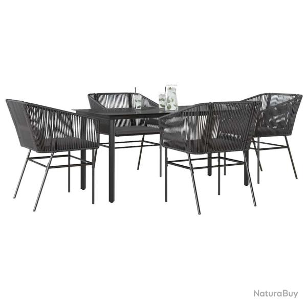 Ensemble � manger de jardin et coussins 5 pcs noir rotin verre