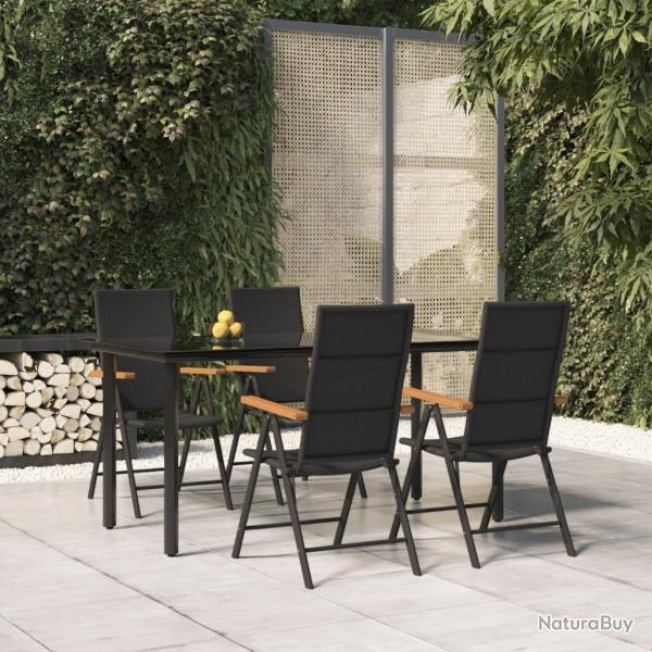 Ensemble  manger de jardin 5 pcs Noir et marron Rsine tresse