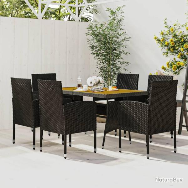 Ensemble � manger d'ext�rieur 7 pcs R�sine tress�e Noir