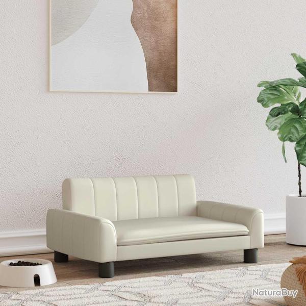 Lit pour chien crme 70x45x30 cm similicuir