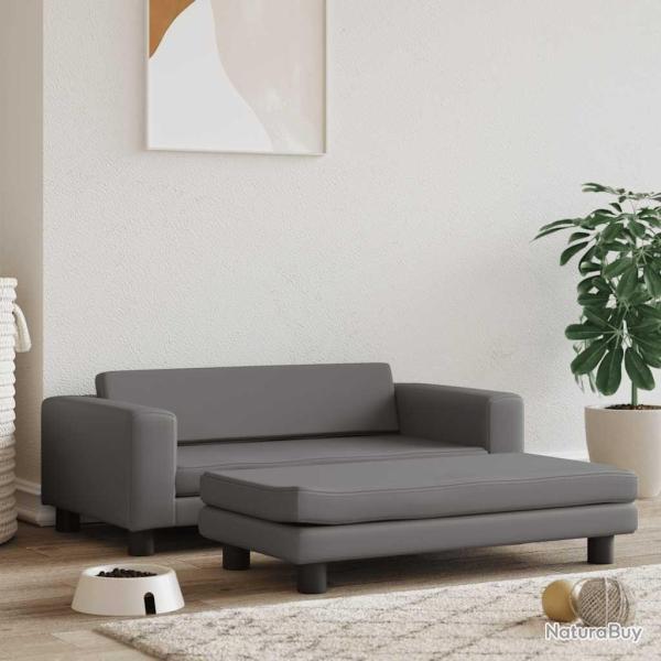 Lit pour chien avec extension gris 100x50x30 cm similicuir