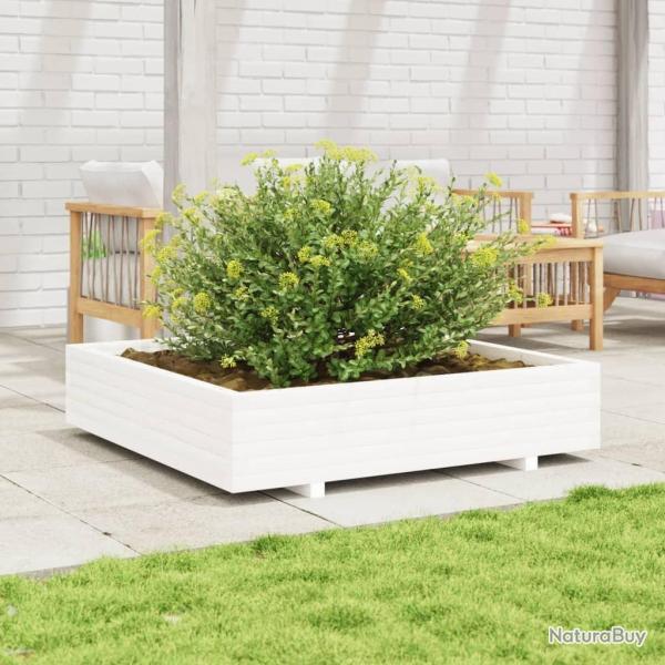 Jardini�re blanc 110x110x26,5 cm bois de pin massif