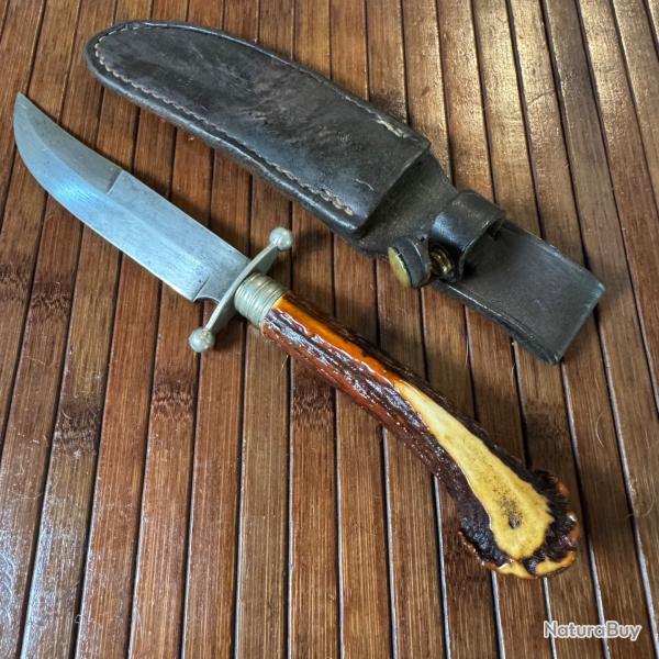 BEAU COUTEAU ALLEMAND P.I.C SOLINGEN MANCHE PLEIN BOIS DE CERF ANN�E 50