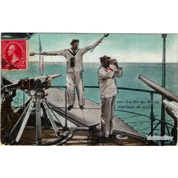 CPA - MARINE MILITAIRE -LA VIE DU MARIN SIGNAUX DE NUIT N�3064