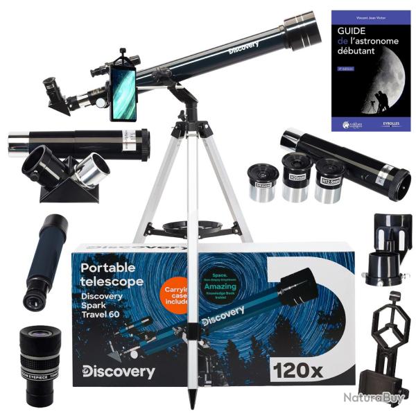 T�lescope Astrophotographie Discovery Spark Travel 60 avec Zoom, Oculaires et Accessoires