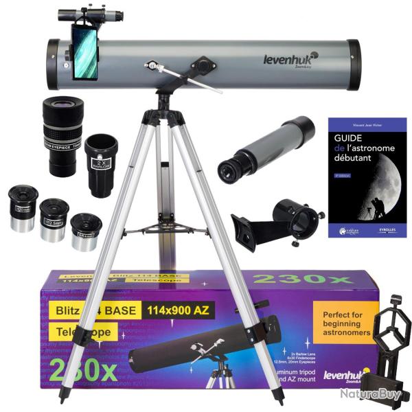 T�lescope Astrophotographie Levenhuk Blitz 114 Base avec Zoom, Oculaires et Accessoires