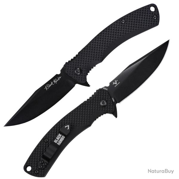 Couteau V Nives Black Rambo Shorty Lame Acier 420HC Clip Point Manche FRN Liner Lock VNI33FPBBK