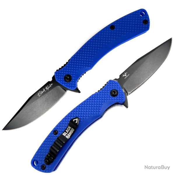 Couteau V Nives Blue Rambo Shorty Lame Acier 420HC Clip Point Manche FRN Liner Lock VNI33FPBBL