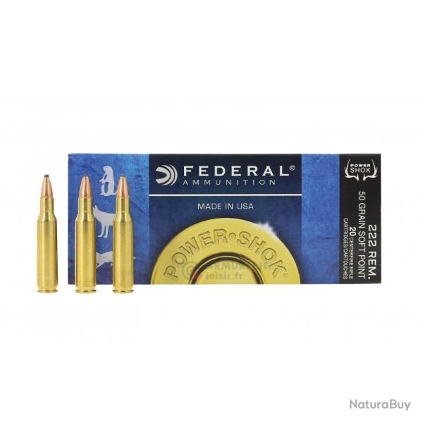 20 MUNITIONS CAL 222 REM FEDERAL 50 GRAIN SOFT POINT
