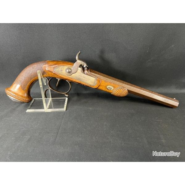 SUPERBE PISTOLET DE TIR C. VANMONTAGU brevet  Gand