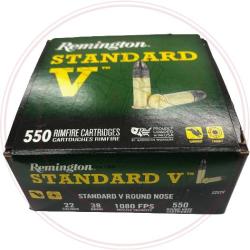 Cartouche Remington 22lr STANDARD V - 38 grains - ogive RN plomb - boite de 550