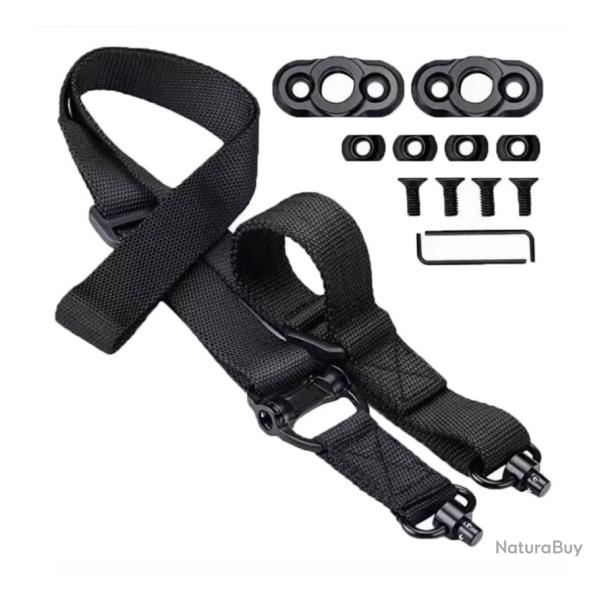 Sangle de fusil 2 points noire QD avec 2 bases M-LOK QD