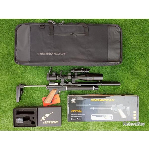 Vente Flash ! Pistolet Snowpeak PP750L 5,5mm + lunette 4-16 X 40AO + Laser Rouge pour lunette RTJG1/