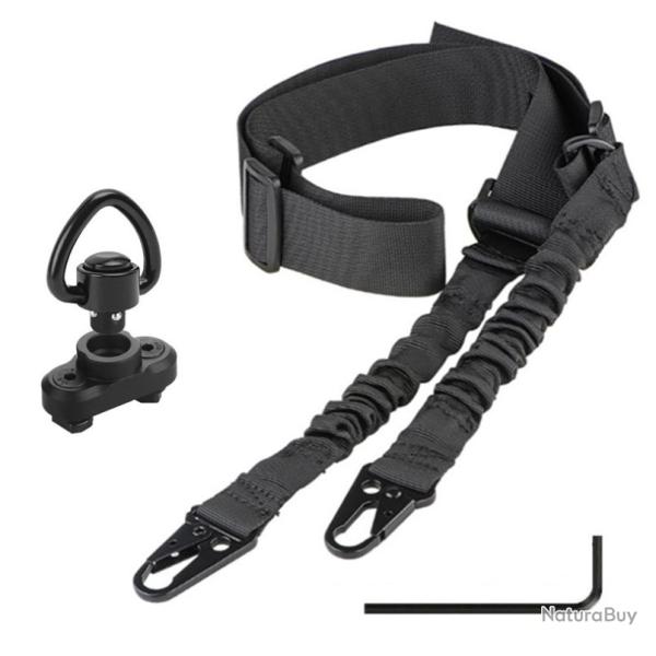 Sangle de fusil 2 points Noire + Montage M-LOK QD - Type 2