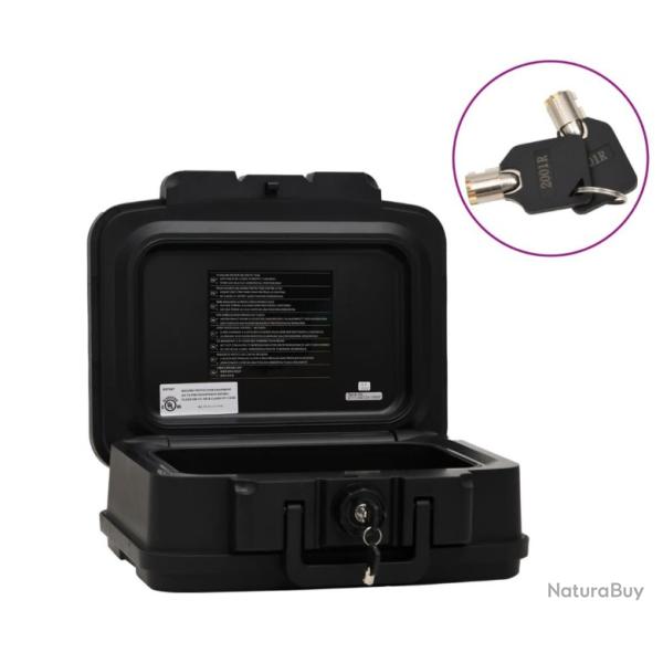 Coffre-fort noir 38x32,5x16,5 cm - �tanche, ignifuge, id�al pour voyage et camping s�curis�