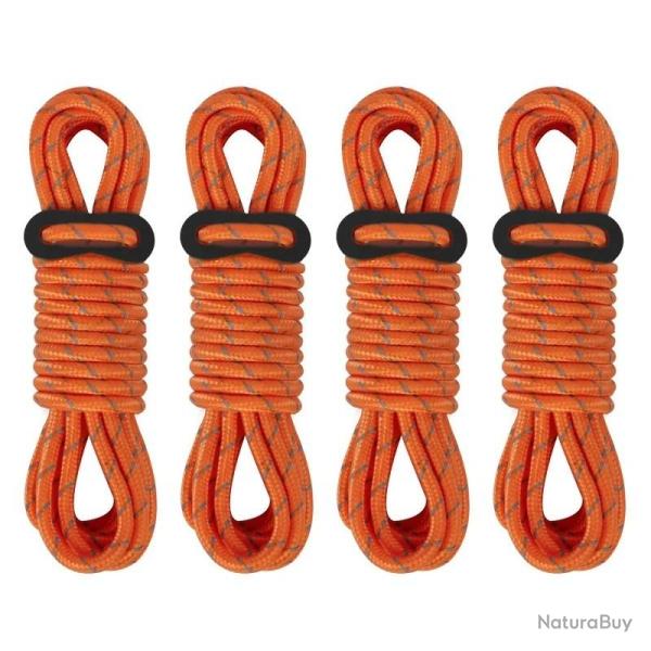 Cordes de Guyline pour tente ext�rieure, 5mm, 4M, lignes r�fl�chissantes pour Camping, avec tendeur 