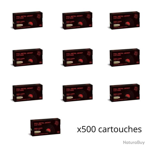 Munitions GECO cal.9mm fmj fn subsonique 10g 154gr par 500