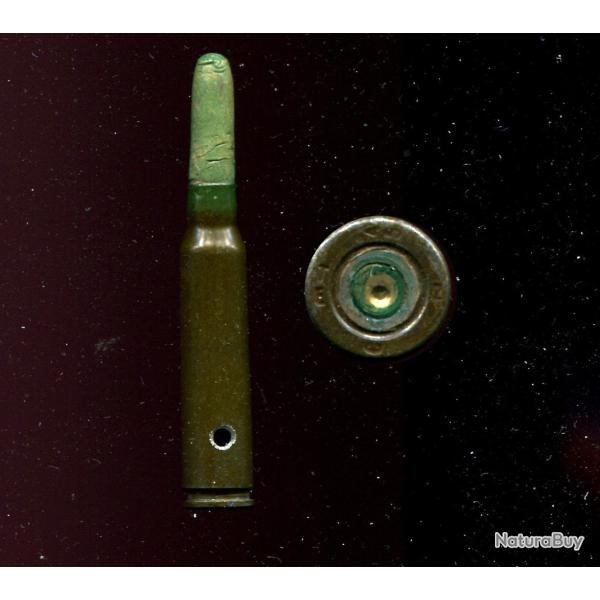 7.5 x 54 MAS  blanc - balle arrondie en papier vert  - tui acier laqu vert