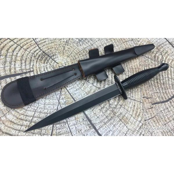 Bker 02HY002 - Dague Commando Double Tranchant en Acier 440A avec tui Kydex