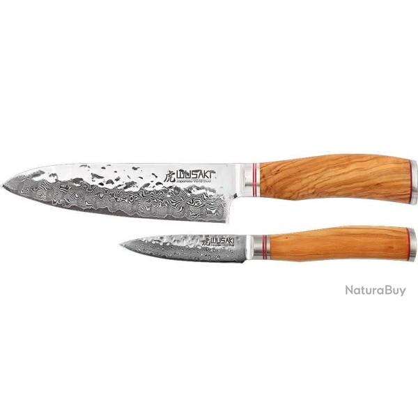 Wusaki Coffret Couteau Japonais Santoku alveole + Office