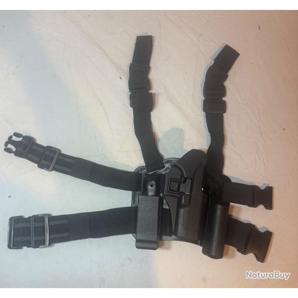 Holster de cuisse tactique universel neuf - avec porte-chargeur et porte-lampe