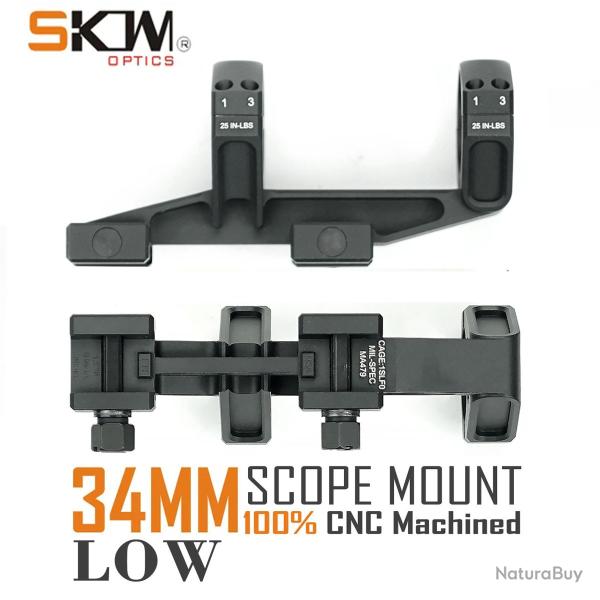 Anneaux de porte de SKWoptics-34 mm, Faible AR15 mont sur CNC -**34MM BLACK-LOW