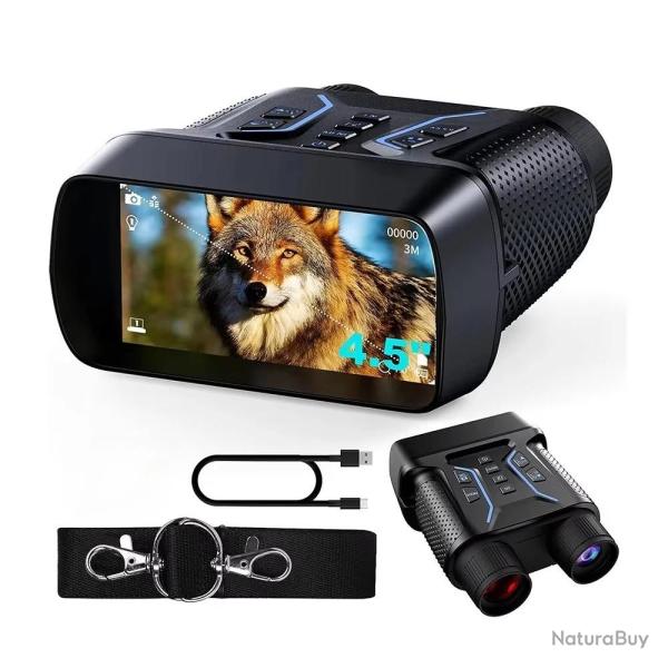 Jumelles Vision Nocturne 4K UHD 36 MP Zoom 8X �cran 4,5" Vision 400 m Batterie 4500 mAh Carte 32 Go