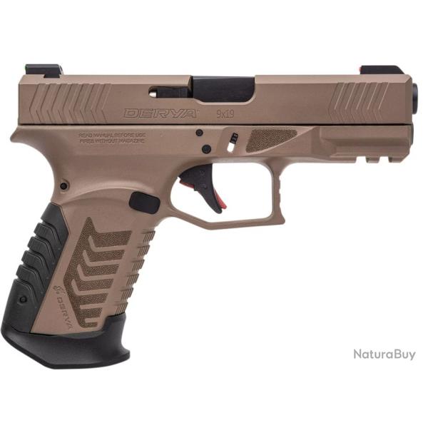 PISTOLET DY9 CAL 9X19 fde AVEC OPTIC READY, CHARGEURS 2x15 et 4 GRIPS DERYA