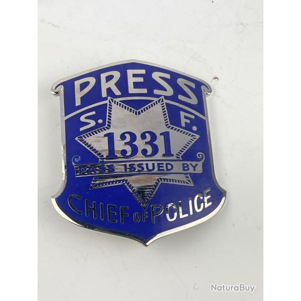 Badge de Presse - San Francisco Police (SFPD) - Ann�es 70/80 (reproduction)