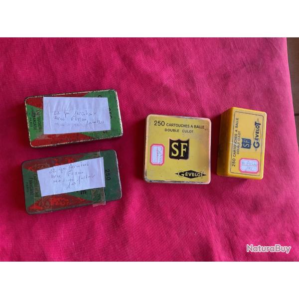 Lot de quatre vieilles bo�tes de munitions en 5,5 bosquettes, pas de prix de r�serve