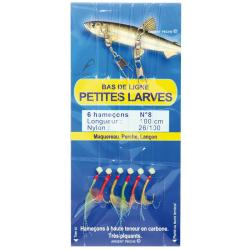 Bas de ligne FLASHMER Petites larves 1m n&deg;6 sur &Oslash; 0.30mm
