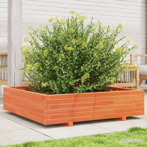 Jardinire cire marron 100x100x26,5 cm bois de pin massif