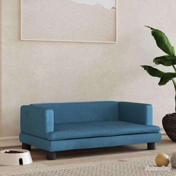 Lit pour chien bleu 80x45x30 cm velours