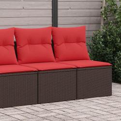 Salon de jardin avec coussins 2pcs marron r&eacute;sine tress&eacute;e acacia