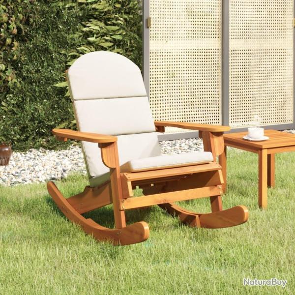Chaise  bascule Adirondack avec coussins bois massif d'acacia