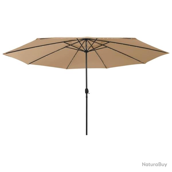 Parasol de jardin avec lumires LED et mt en mtal 400cm taupe