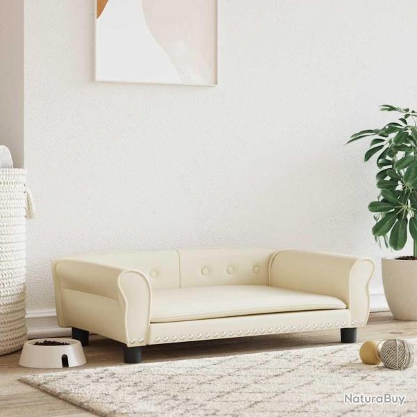 Lit pour chien crme 95x55x30 cm similicuir