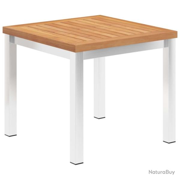 Table d'appoint de jardin 45x45x38 cm Bois de teck et inox