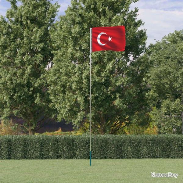 Drapeau de la Turquie et m�t 5,55 m Aluminium