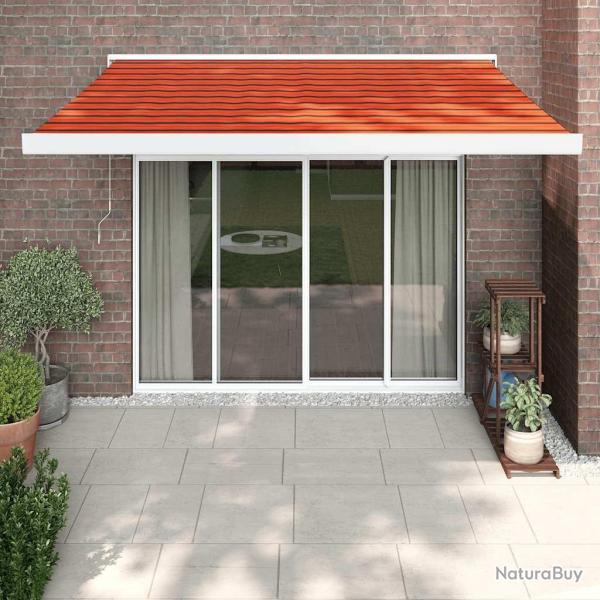Auvent r�tractable orange et marron 3x2,5 m tissu et aluminium