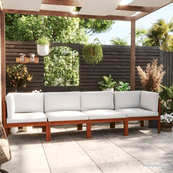 Canap de jardin  4 places avec coussin Bois d'acacia massif
