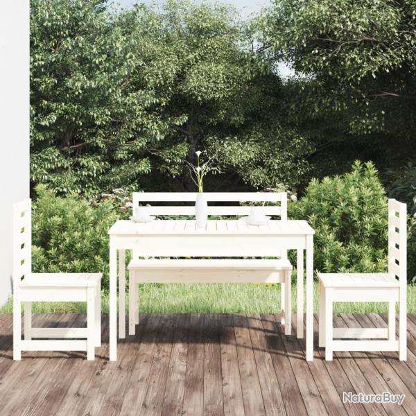 Ensemble  manger de jardin 4 pcs blanc bois massif de pin
