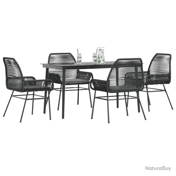Ensemble � manger de jardin et coussins 5 pcs noir rotin verre