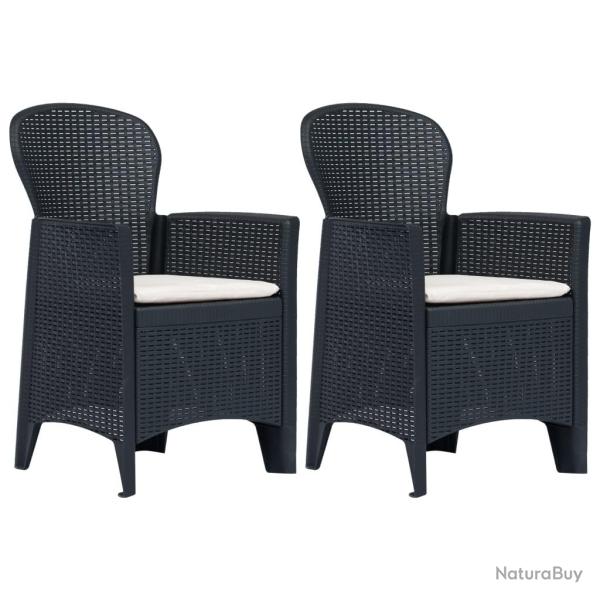 Chaises de jardin lot de 2 avec coussin Anthracite Plastique