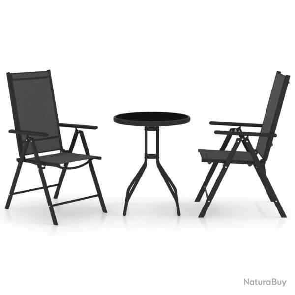 Mobilier de bistro 3 pcs Aluminium et textil�ne Noir