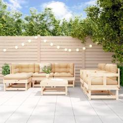 Salon de jardin 7 pcs Bois de pin massif